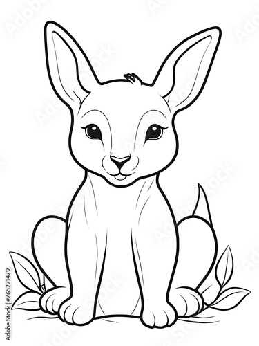 kangaroo outline coloring page white background ai generated