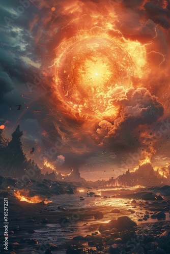 A mesmerizing digital artwork depicting the dramatic aftermath of a global catastrophe.