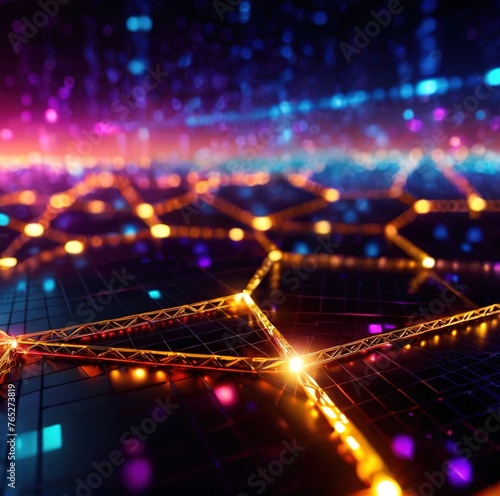 Representation of digital blockchain with glowing energy data connections © Kheng Guan Toh