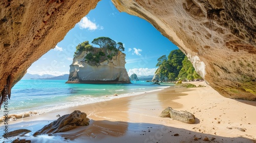 a-sweeping-view-of-the-iconic-cathedral-cove-beach-with-its-natural-rock-archway-and-pristine-sandy-shores-in-new-zealand