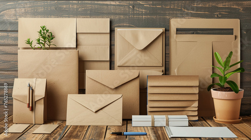 Recycled Paper Products on Desk Workspace