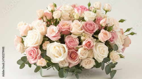 A romantic blend of blush pink and ivory roses  delicately arranged for a special celebration