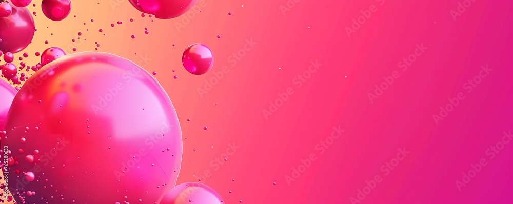 Pink and orange background with many small pink spheres