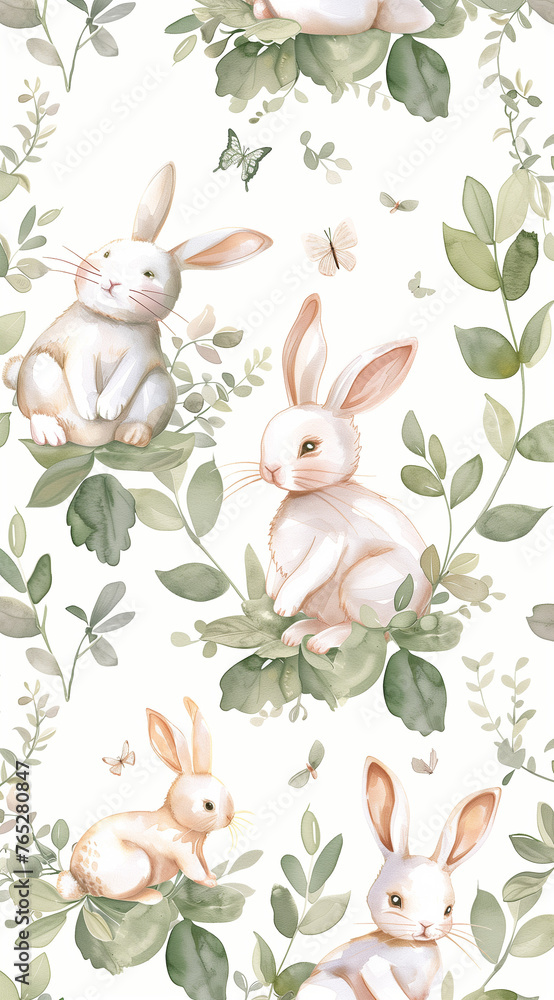 pattern with rabbits.Minimal easter nature concept. pattern with rabbits.Minimal easter nature concept.