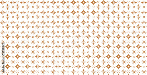 Golden vector seamless pattern with small diamond shapes, floral silhouettes. Simple texture.