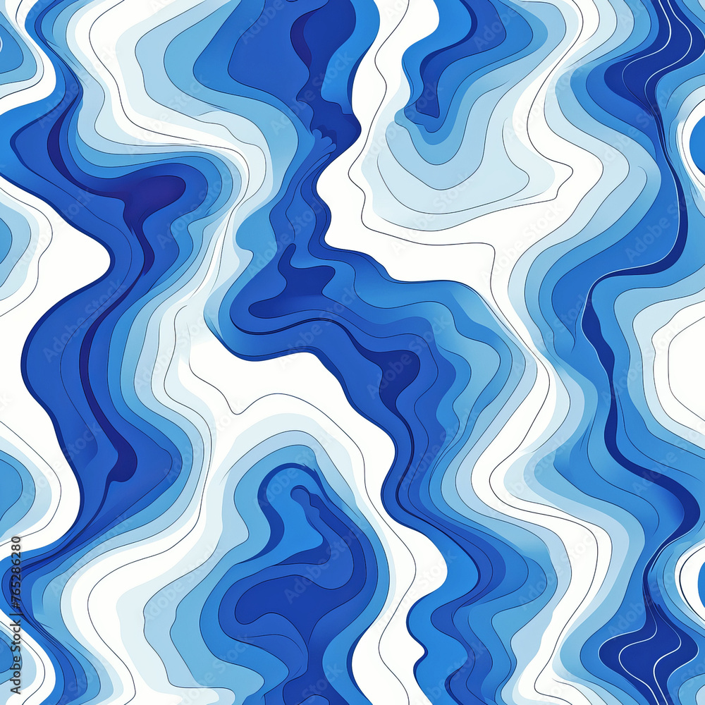 Seamless Abstract blue Oceanic Waves Pattern