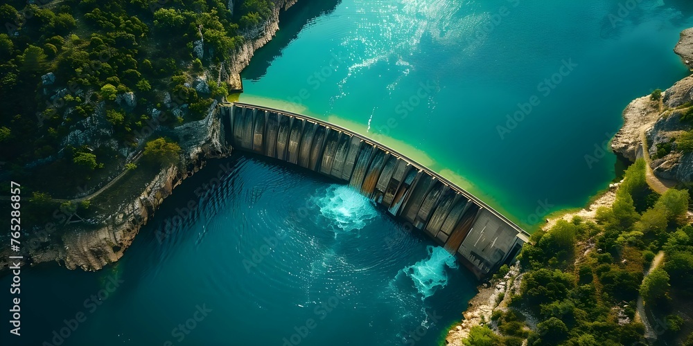 Maximizing Efficiency and Environmental Conservation in Hydroelectric Power Plants. Concept Renewable Energy, Hydroelectric Power, Energy Efficiency, Environmental Conservation