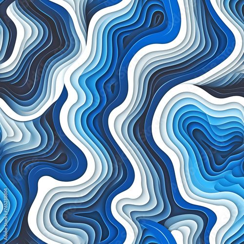 Seamless Abstract blue Oceanic Waves Pattern