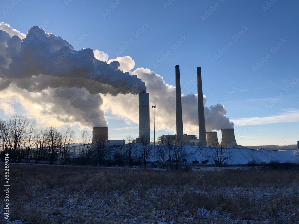 power plant with stacks