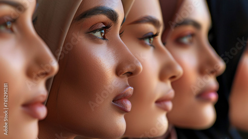 Profile view of women, focus on diversity and beauty.

