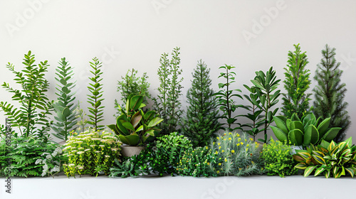 Assortment of houseplants in a clean space, reflecting the tranquility and aesthetics of indoor gardening. 
