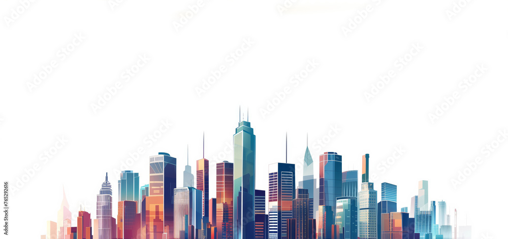 Abstract city building skyline metropolitan area in contemporary color style and futuristic effects. Real estate and property development. Innovative architecture and engineering concept.	