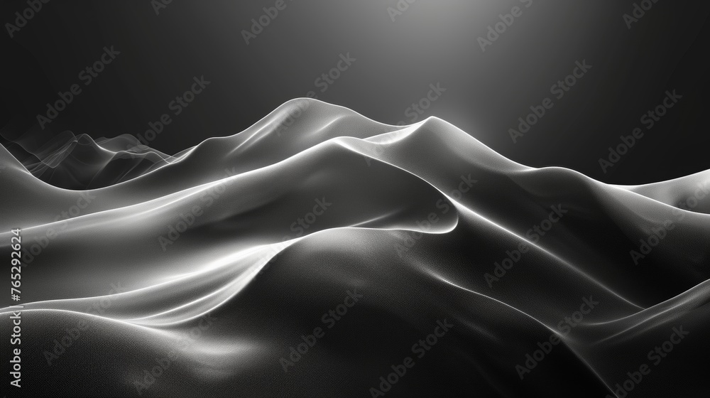Obraz premium A black and white of a desert landscape with a sun in the background