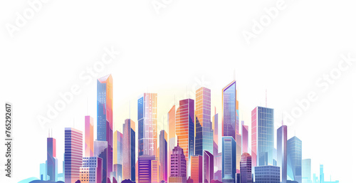 Abstract city building skyline metropolitan area in contemporary color style and futuristic effects. Real estate and property development. Innovative architecture and engineering concept. 