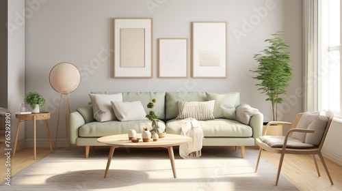 Modern elegant living room interior composition with sophisticated palette and background  © Faisal