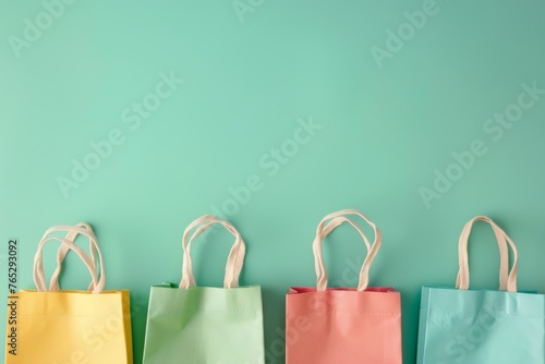 Shopping bags on a green background