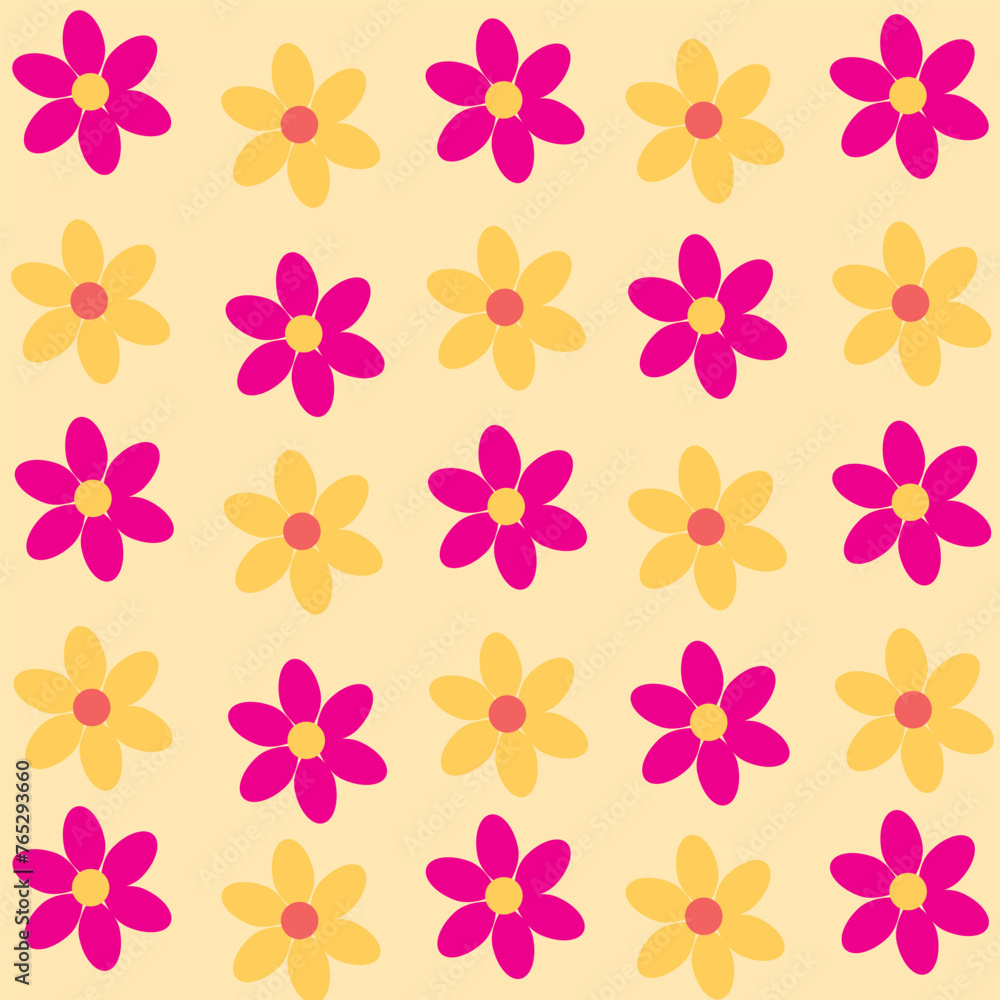Background with colorful flowers. Pink and yellow spring flowers pattern Background with colorful flowers. Pink and yellow spring flowers pattern