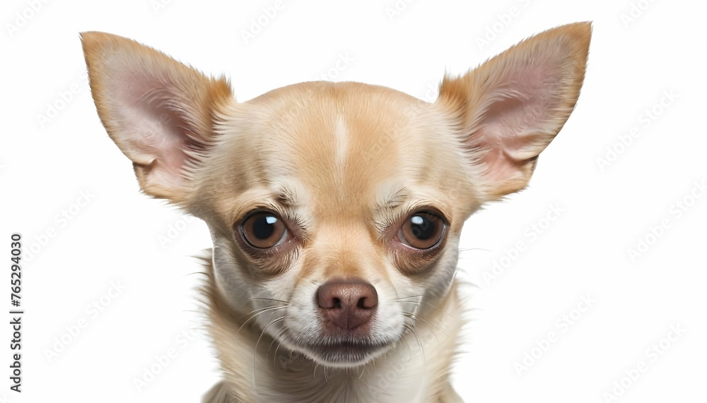 Close-up of Chihuahua, 7 months old, in front of white background
