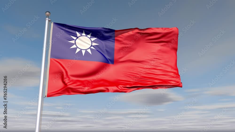 Taiwan Flag Animation With Sky And Cloud Taiwan Flag Animation With Sky And Cloud