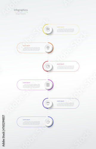 Infographic 6 options design elements for your business data. Vector Illustration.