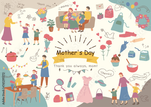 母の日を楽しむ家族