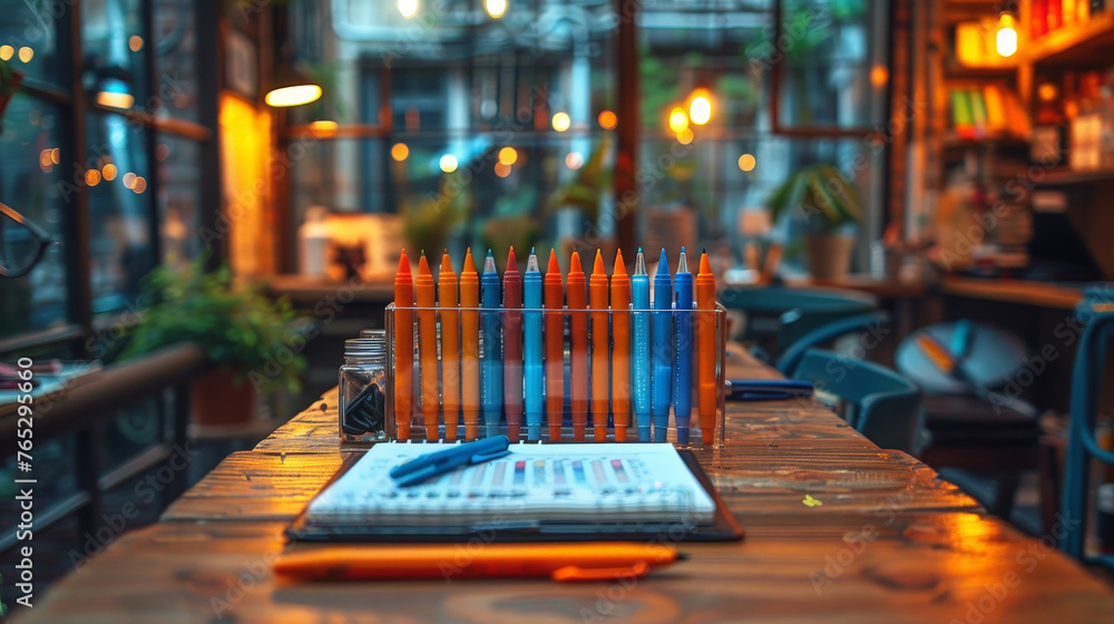 Case of Erasable Pens: Lit Streamlined Desk Front-Facing Case of Erasable Pens: Lit Streamlined Desk Front-Facing