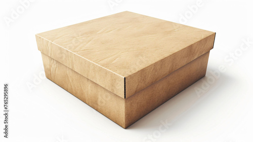 Cardboard box with a hinged lid on a plain background, showcasing natural wood grain.
