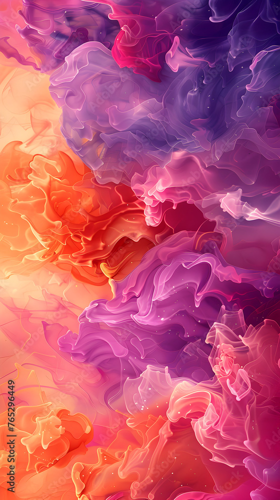 Blurred Vibrant pink and blue smoke patterns intertwining in an abstract, dreamy backdrop ,Vibrant cloud abstract art on digital background. Pink and purple color wave design