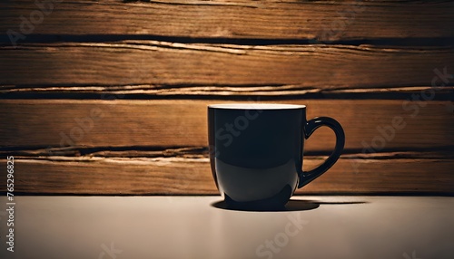 cup of coffee in front of wooden wall