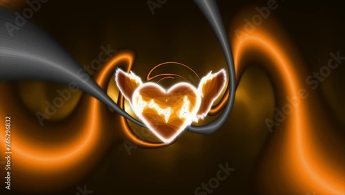 Flying angel wings with light effect background photo
