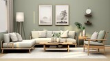 Interior composition of modern elegant living room with sophisticated background 