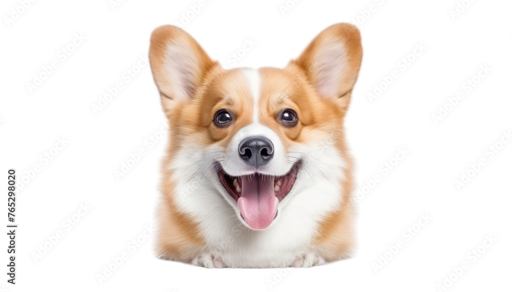 happy dog face with sitting isolated on transparent background cutout