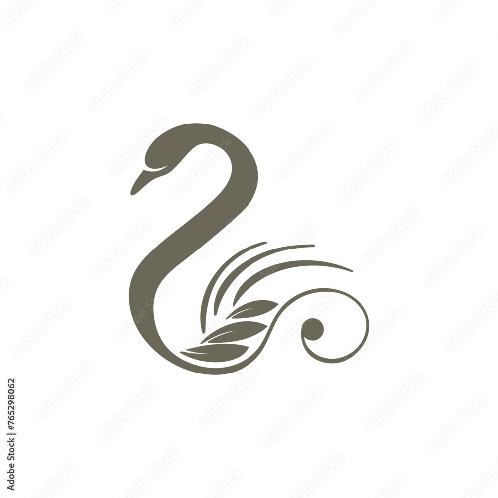 Simple luxury line swan logo Simple luxury line swan logo