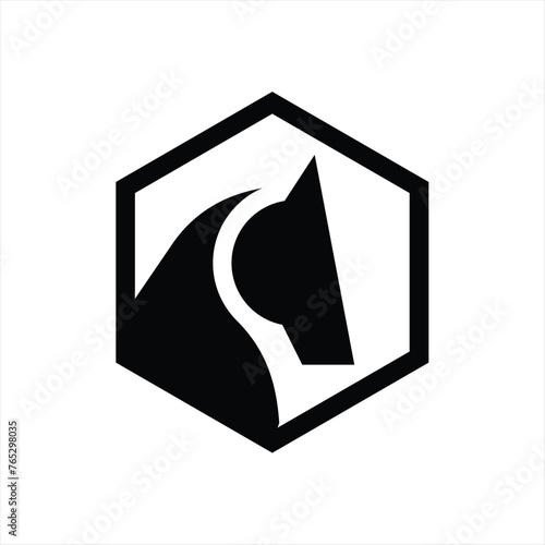 Black Horse Hexagon Logo Template