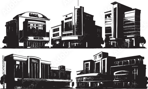 tall building vector. skyscraper. market building. education center. mall store or office building