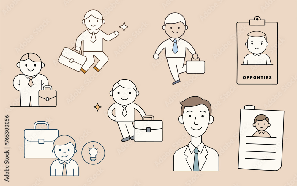 Business People Icons Set Cartoon Vector Illustration
