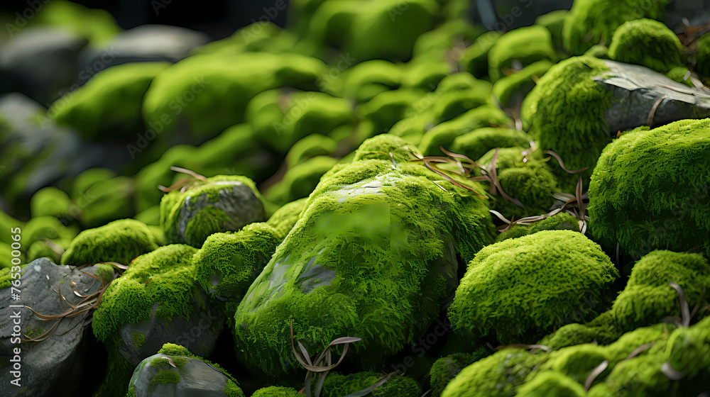 Obraz premium Mossy stone closeup texture background