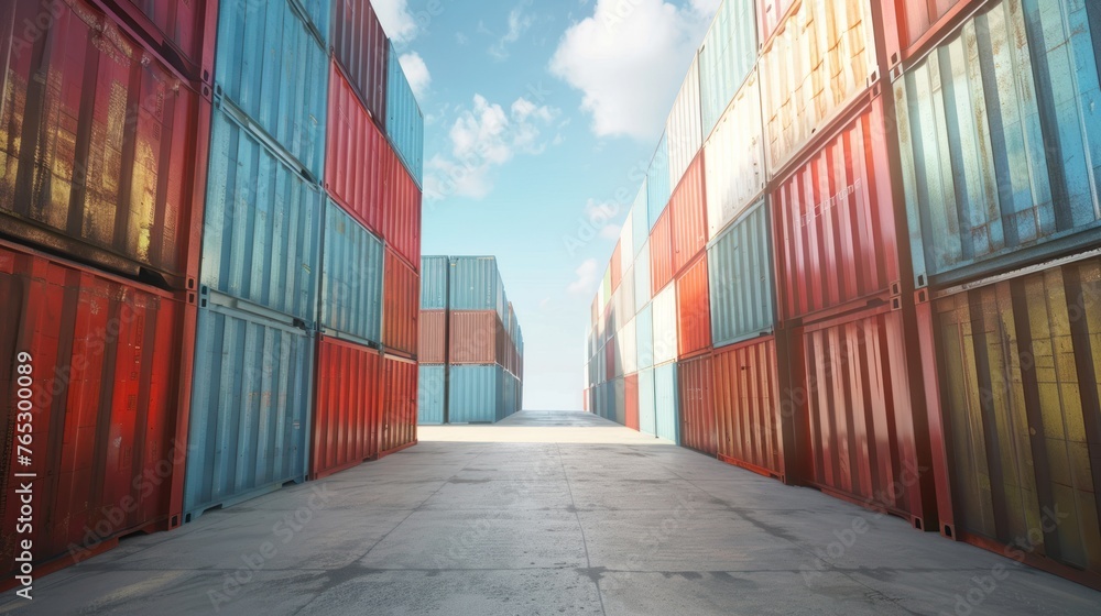 Fototapeta premium Shipping containers, the vessels of modern globalization 