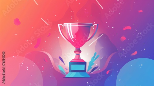 A  trophy illustration and text congratulating the winner  © kamonrat