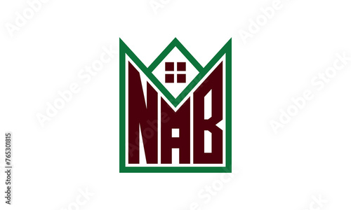 NAB initial letter builders real estate logo design vector. construction, housing, home marker, property, building, apartment, flat, compartment, business, corporate, house rent, rental, commercial