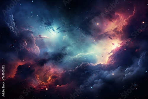Colorful Space Filled With Clouds and Stars Generative AI