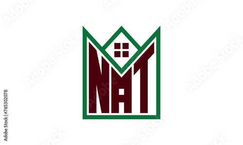 NAT initial letter builders real estate logo design vector. construction, housing, home marker, property, building, apartment, flat, compartment, business, corporate, house rent, rental, commercial