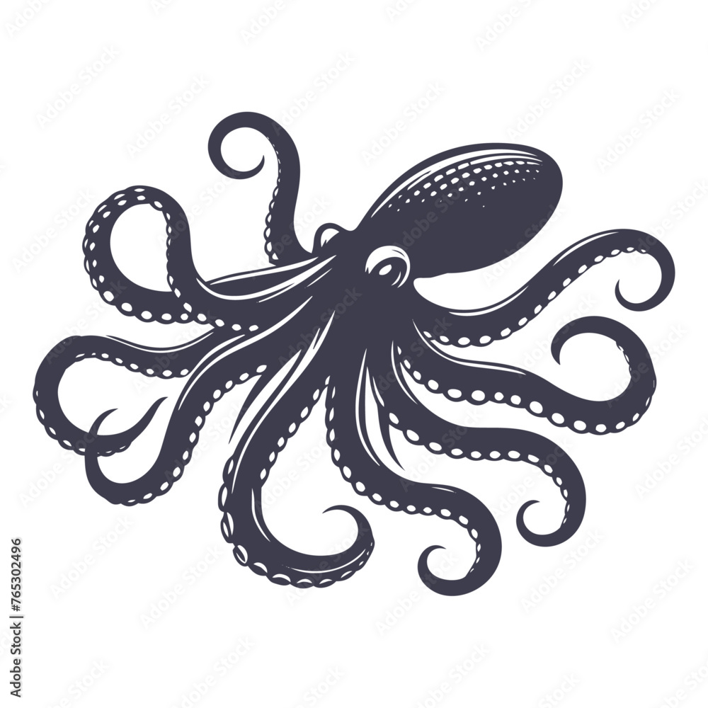 silhouette illustration of an octopus and kraken vector silhouette illustration of an octopus and kraken vector