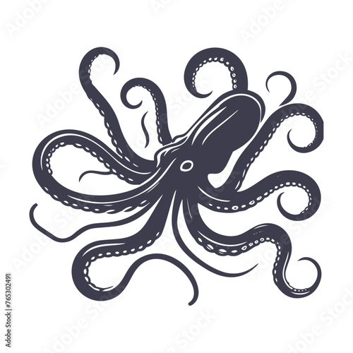 silhouette illustration of an octopus and kraken vector