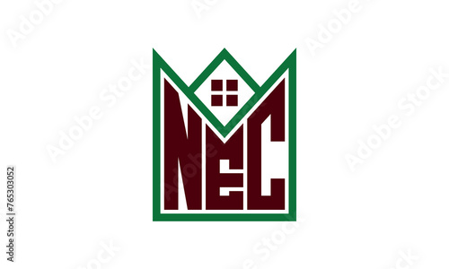 NEC initial letter builders real estate logo design vector. construction, housing, home marker, property, building, apartment, flat, compartment, business, corporate, house rent, rental, commercial