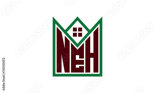 NEH initial letter builders real estate logo design vector. construction, housing, home marker, property, building, apartment, flat, compartment, business, corporate, house rent, rental, commercial photo