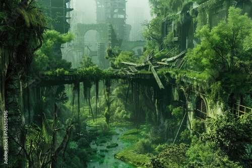 A postapocalyptic world reclaimed by nature