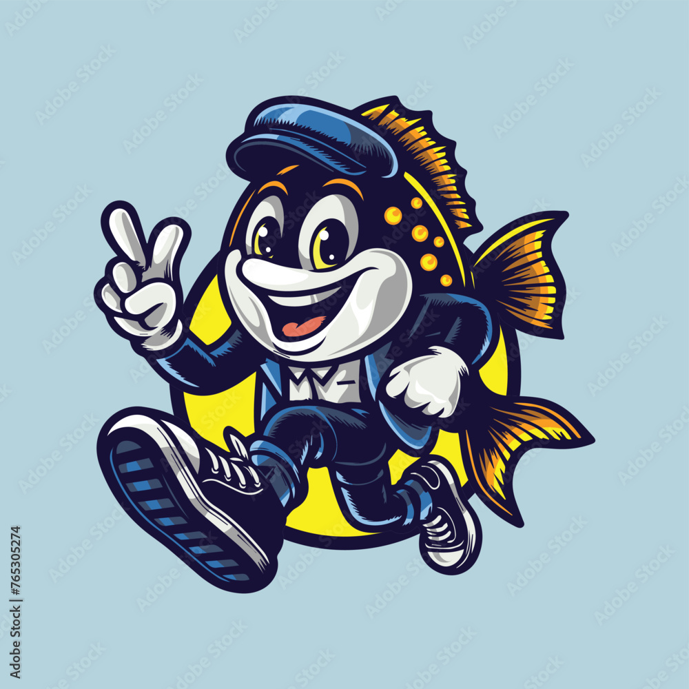 Fototapeta premium Fish in Business Attire Mascot Logo, Swimming Towards Professionalism