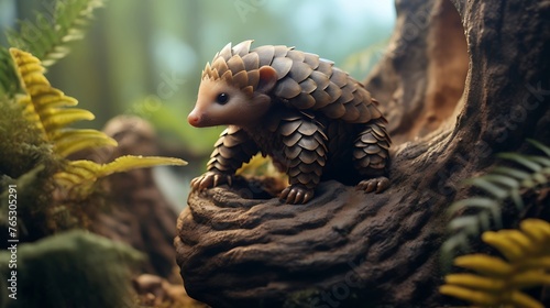 Enigmatic Beauty: A Pangolin's Defensive Stance, Curled into a Protective Ball, Exhibiting Resilience and Grace Amidst a Threatened Habitat