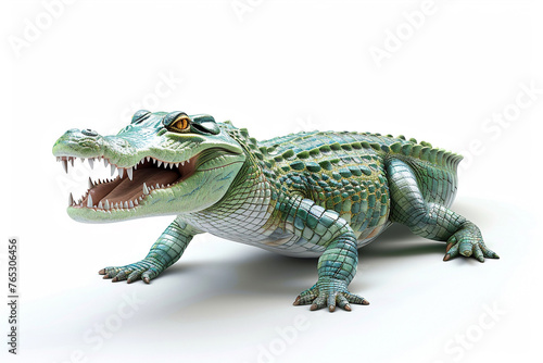 A Crocodile 3d render white background. Cute animal vocabulary for kindergarten children concept.